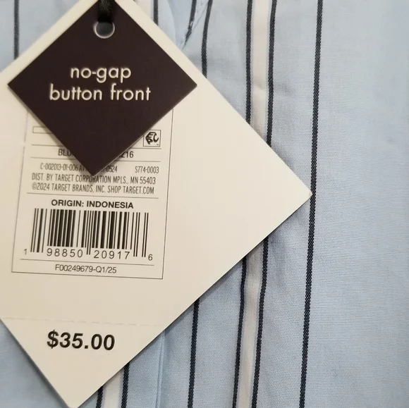 NWT Ava & Viv Blue Stripe Midi Shirt Dress Size 1X - Picture 6 of 8